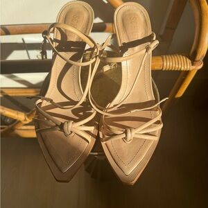 Schutz Nude Abby Ankle Strap Heels